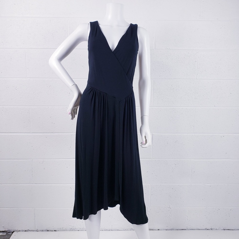 Boden Jennifer Jersey Midi Dress‎ Black Sleeveless V-Neck Stretch Women's Size 6
